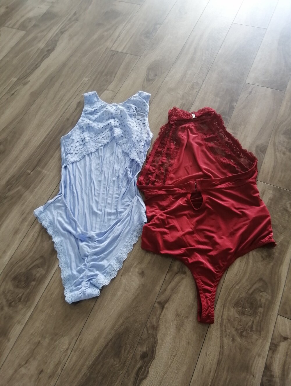 🍓2 for 1 Red High neck halter, Blue low back bodysuits lingerie chemise
